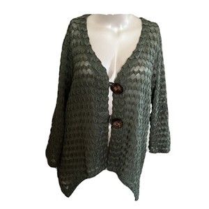 Womens Knit Cardigan Sweater MULTIPLES 2x Green Beautiful Brown Buttons New